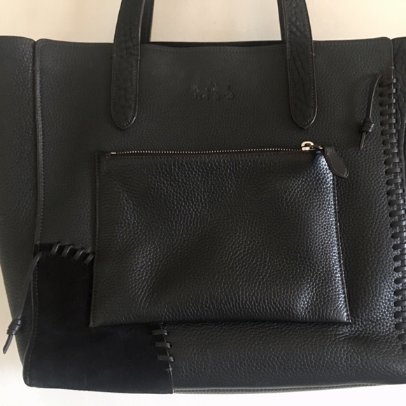 SOLD - COACH RIP AND REPAIR BLACK LEATHER TOTE BAG - Picture 2 of 8